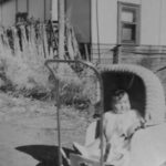 Irene, in front of house at Berno's property c 1953